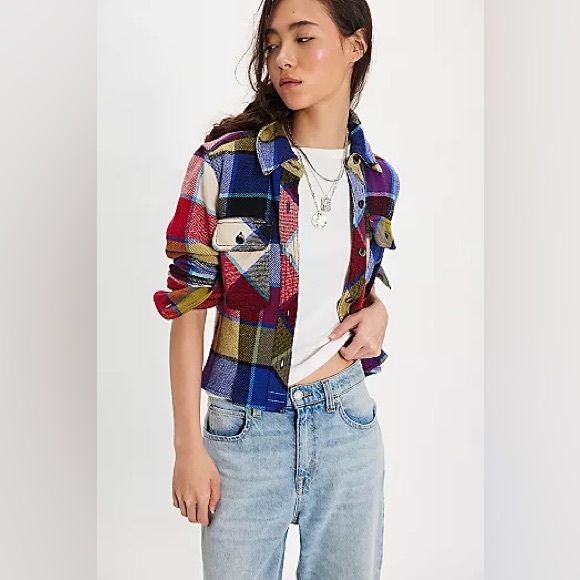 Free People We The Free Winnie Plaid Shirt in County Combo - Picture 8 of 8